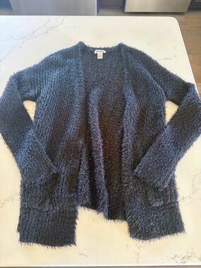 Mudd Black Fuzzy Open-Front Cardigan - Women’s Medium